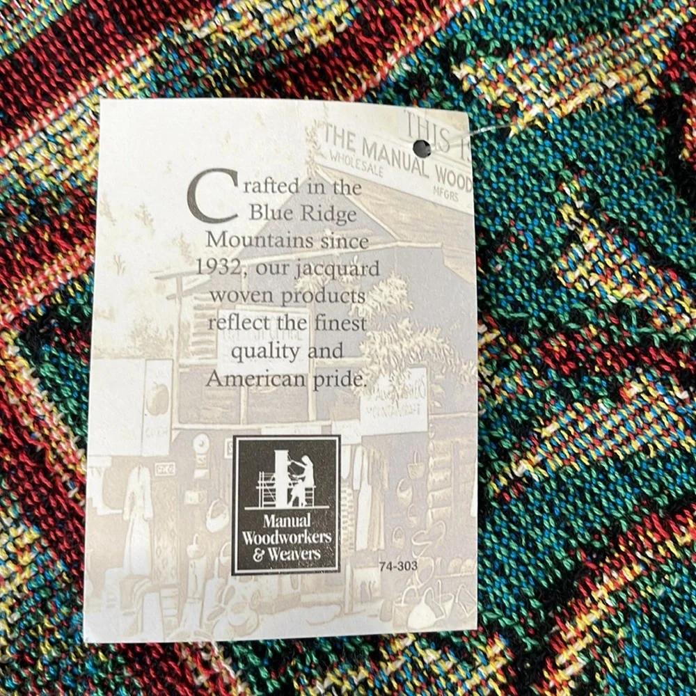 Postcards to Santa cotton tapestry throw 50x60” USA made in North Carolina NEW